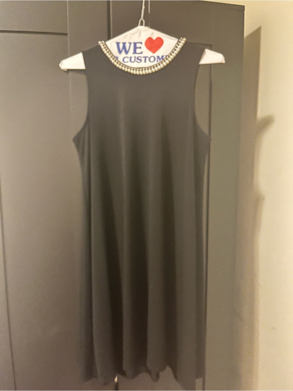 Karl Lagerfeld Black Midi Dress with Beaded Collar